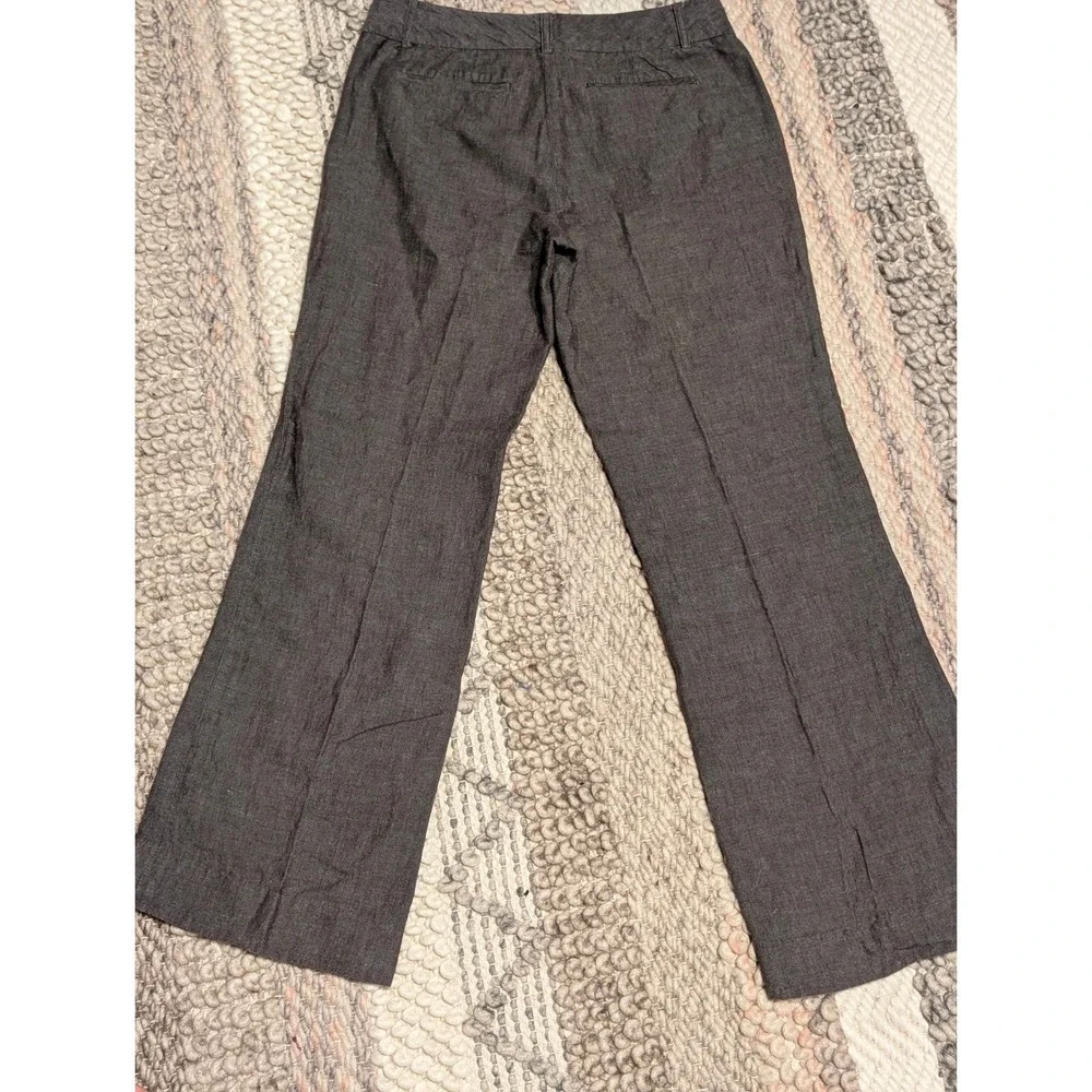 Banana Republic Womens Linen Cotton Wide Leg Trousers Grey Size 6 Dress Pants